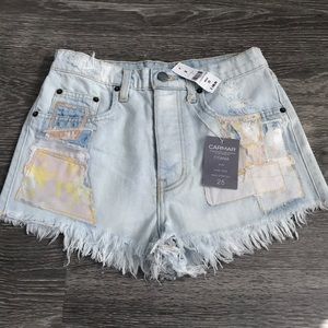 LF carmar denim one of a kind patch shorts